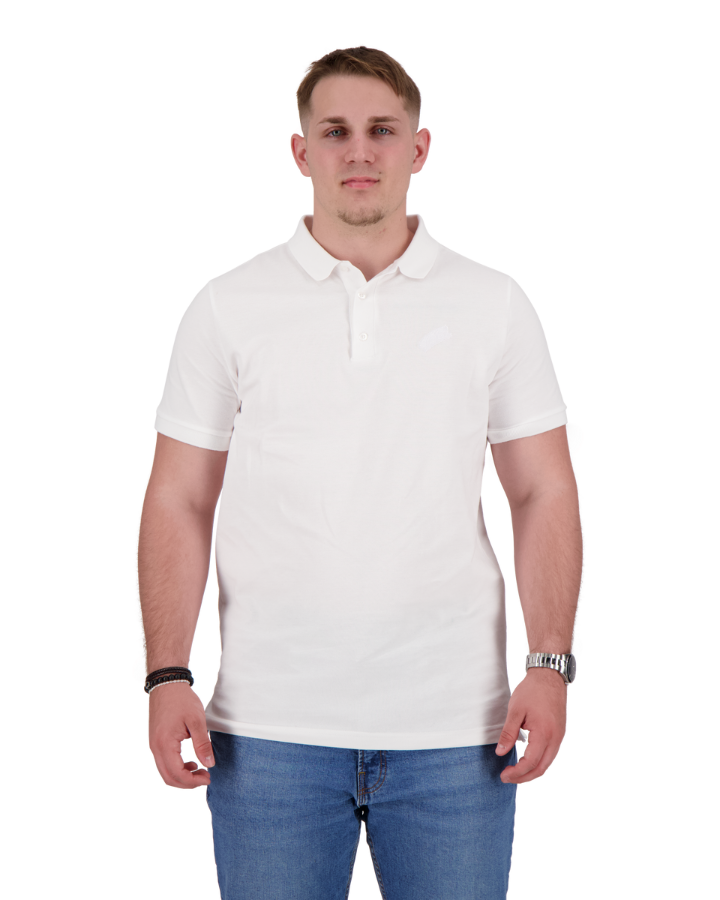 MELOKI weisses Polo-Shirt mit weißem Farbfleck - Spenden für Joel Kinderspitex, modisch und aus Bio-Baumwolle