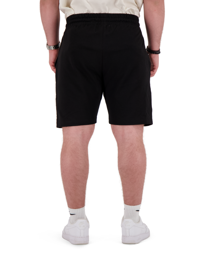 Schwarze Shorts mit goldenem Farbfleck, 4 Taschen und Reißverschluss – stilvoll und funktional